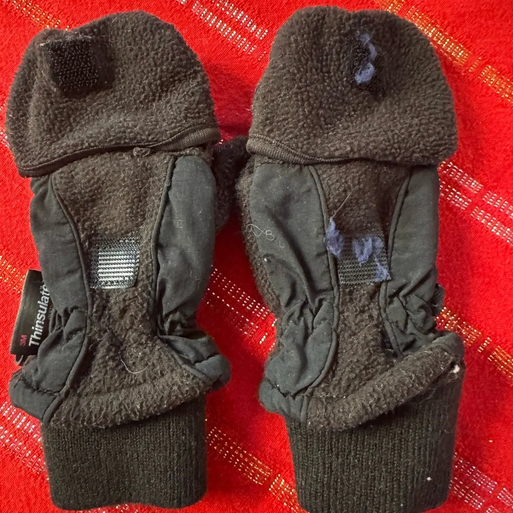 3M Thinsulate Cozy Black Kids Convertible Mittens